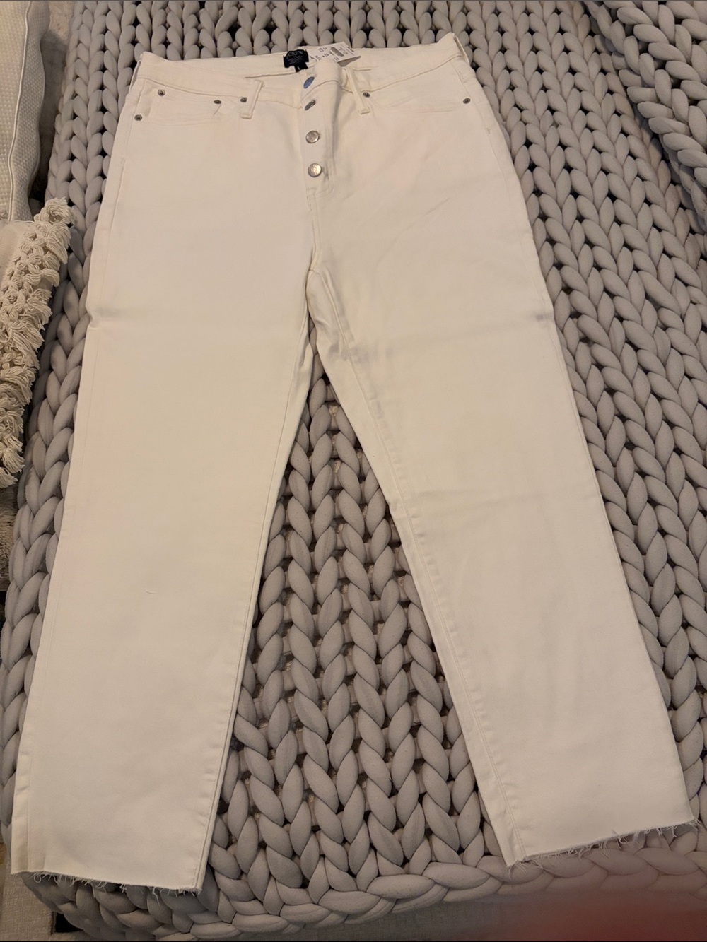 J. Crew White Ankle Crop Straight Jeans